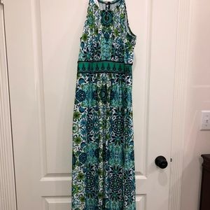 Green floral maxi dress